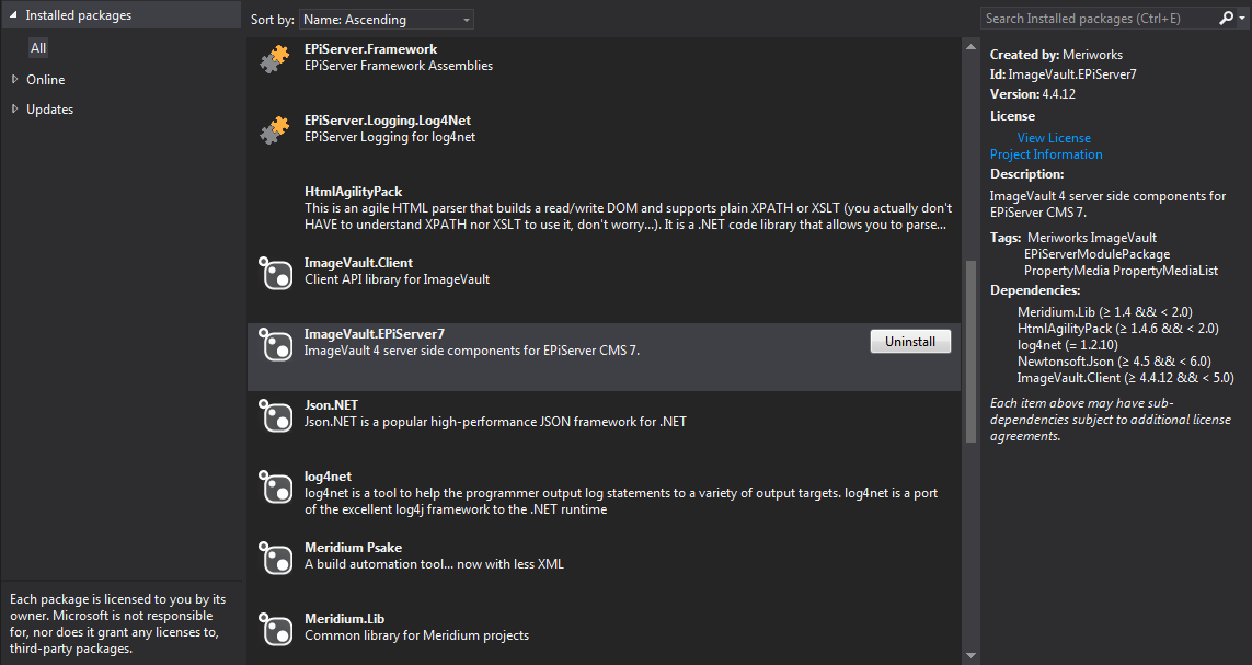 Remove old NuGet package