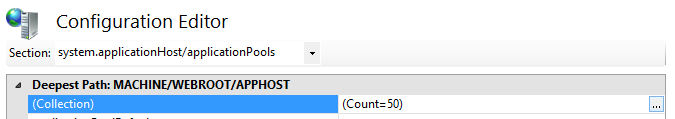 application host section collection ... button